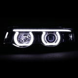 Coolstuffguru Compatible with BMW E38 7-Series 740/750iL Smoke Dual Halo LED Projector Headlights