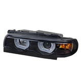 Coolstuffguru Compatible with BMW E38 7-Series 740/750iL Smoke Dual Halo LED Projector Headlights