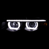 Coolstuffguru Compatible with BMW E38 7-Series 740i 740i Black Clear Dual Halo LED Projector Headlights