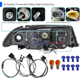 Coolstuffguru Compatible with BMW E46 3 Series 4Dr Black Halo Projector Headlights Driving Head Lamps Pair