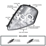 Coolstuffguru Compatible with Mitsubishi Eclipse JDM Chrome Clear Dual Halo SMD LED Projector Headlights