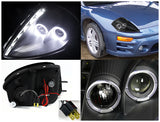 Coolstuffguru Compatible with Mitsubishi Eclipse Coupe Black Halo SMD LED Projector Headlights