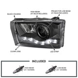 Coolstuffguru Compatible with Ford F250 F350 F450 F550 Black Projector Headlights+R8 LED