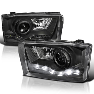 Coolstuffguru Compatible with Ford F250 F350 F450 F550 Black Projector Headlights+R8 LED