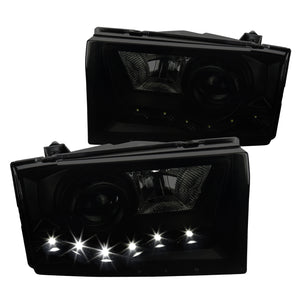 Coolstuffguru Compatible with Ford F250 F350 F450 F550 LED DRL Black Smoke Projector Headlights Pair