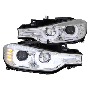 Coolstuffguru Clear U-Halo Projector Headlights+LED Signal Compatible with Ford F30 3-Series 2012-2015 L+R Pair Head Light Lamp Assembly