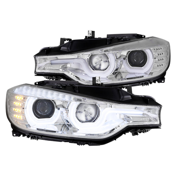 Coolstuffguru Clear U-Halo Projector Headlights+LED Signal Compatible with Ford F30 3-Series 2012-2015 L+R Pair Head Light Lamp Assembly