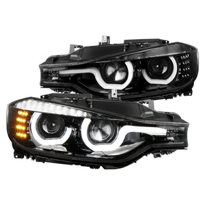 Coolstuffguru Pearl Black U-Halo Projector Headlights+LED Signal Compatible with Ford F30 3-Series 2012-2015 L+R Pair Head Light Lamp Assembly