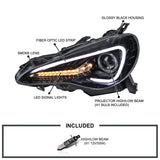 Coolstuffguru Compatible with Scion FR-S Toyota 86 LED Strip Glossy Black Projector Headlight+LED Signal