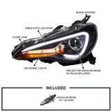 Coolstuffguru Compatible with Scion FR-S Toyota 86 Black Projector Headlights+LED+Signal Strip