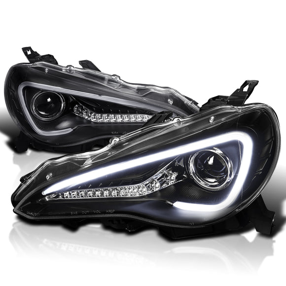 Coolstuffguru Compatible with Scion FR-S Toyota 86 Black Projector Headlights+LED+Signal Strip