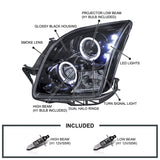 Coolstuffguru Compatible with Ford Fusion S Se Sel Glossy Black Halo Led Projector Head Lights