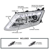 Coolstuffguru Compatible with Ford Fusion 4dr Sedan Clear LED Projector Headlights Chrome Lamps