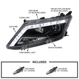 Coolstuffguru Compatible with Ford Fusion 4dr Sedan Black LED Projector Headlights Lamps