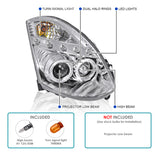 Coolstuffguru Compatible with Infiniti G35 Dual Halo Led 2Dr Coupe Chrome Projector Headlights