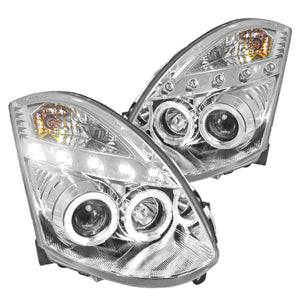 Coolstuffguru Compatible with Infiniti G35 Dual Halo Led 2Dr Coupe Chrome Projector Headlights