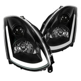 Coolstuffguru Compatible with/Replacement for 2003-2007 Infiniti G35 Coupe HIDType LED & Signal Strip Black Projector Headlights