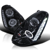 Coolstuffguru Compatible with Infiniti G35 sedan smd Glossy Black Led Halo Projector Headlights