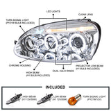 Coolstuffguru Compatible with Volkswagen Golf Rabbit Jetta Clear Chrome Halo Led Projector Head Lights