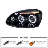 Coolstuffguru Compatible with Volkswagen Golf Rabbit Jetta Glossy Black Housing Halo Led Proj Headlights