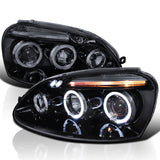 Coolstuffguru Compatible with Volkswagen Golf Rabbit Jetta Glossy Black Housing Halo Led Proj Headlights