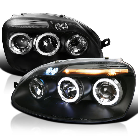 Coolstuffguru Compatible with Volkswagen Golf Rabbit Jetta Black Dual Halo Led Projector Head Lights