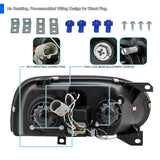 Coolstuffguru Compatible with Volkswagen Golf Mk3 Black Dual Halo Led Projector Head Lights