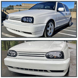 Coolstuffguru Compatible with Volkswagen Golf Single Beam Glossy Blk Housing Smk Lens Halo Led Proj Headlights