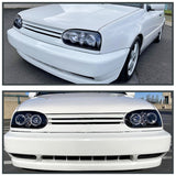 Coolstuffguru Compatible with Volkswagen Golf Single Beam Glossy Blk Housing Smk Lens Halo Led Proj Headlights