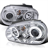 Coolstuffguru Compatible with Volkswagen Golf MK4 Dual Halo Chrome Projector Headlights