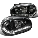 Coolstuffguru Compatible with Volkswagen Golf Cabrio R32 R8 Style Led Black Projector Head Lights