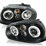 Coolstuffguru Compatible with Volkswagen Golf MK4 Dual Halo Black Projector Headlights