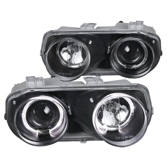 Coolstuffguru Compatible with Acura Integra Replacement Halo Projector JDM Black Headlights Lamps Left+Right