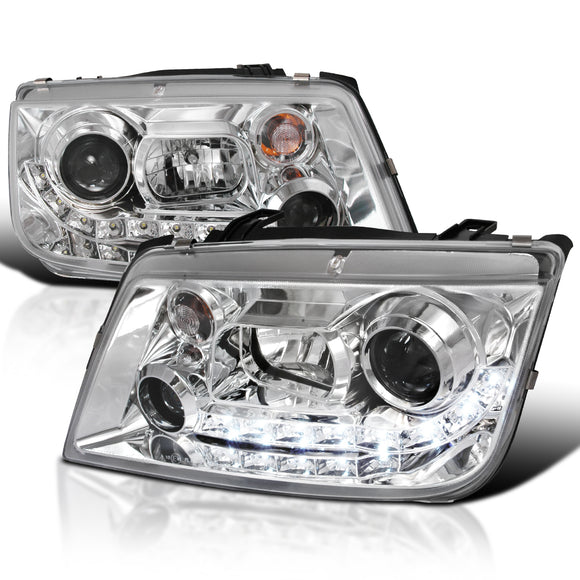 Coolstuffguru Compatible with Volkswagen Jetta R8 Led Style Chrome Projector Headlights