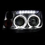 Coolstuffguru Compatible with Volkswagen Jetta Chrome Clear Halo Led Projector Head Lights W/Fog