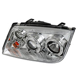 Coolstuffguru Compatible with Volkswagen Jetta Chrome Clear Halo Led Projector Head Lights W/Fog