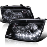 Coolstuffguru Compatible with Volkswagen Jetta R8 Led Style Glossy Black Projector Headlights