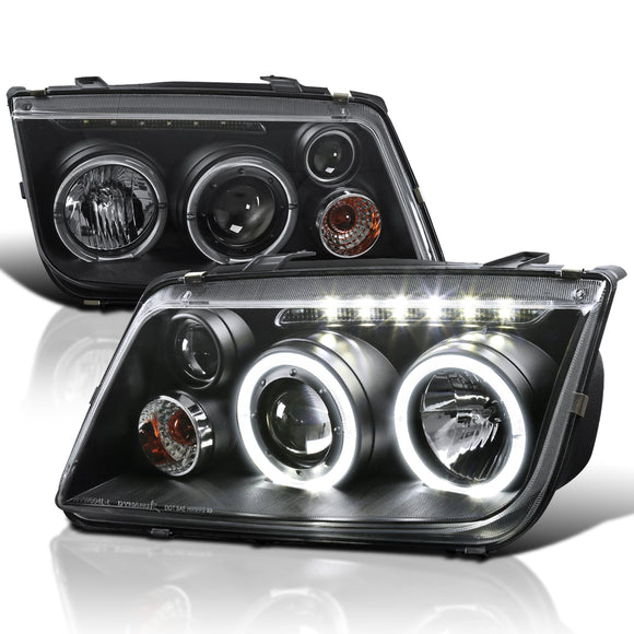 Coolstuffguru Compatible with Volkswagen Jetta Led Black Projector Head Lights W/Fog Lamps