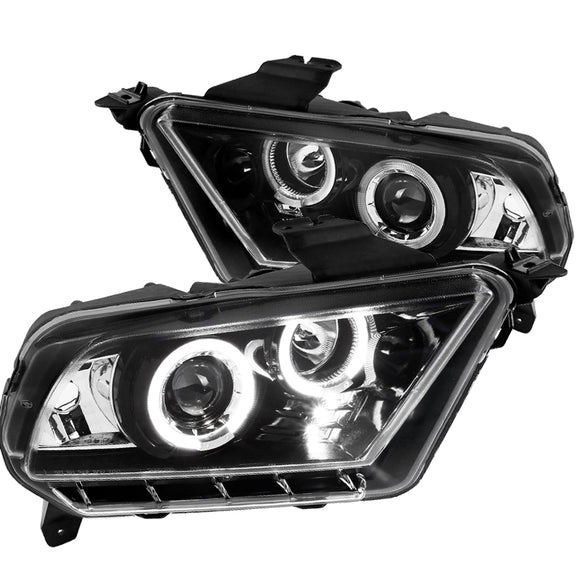 Coolstuffguru Compatible with Ford Mustang Halogen Version Replacement LED Jet Black Projector Headlights Pair