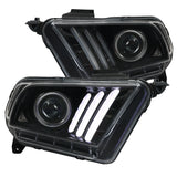 Coolstuffguru Compatible with Ford Mustang Sequential LED Signal & Light Bar Jet Black Projector Headlights Pair