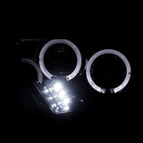 Coolstuffguru Compatible with Ford Mustang LED Twin Halo Glossy Black Projector Head Lights Lamps