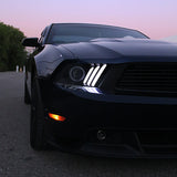 Coolstuffguru Compatible with Ford Mustang Glossy Black Smoke Projector Headlights+LED Bar Sequential