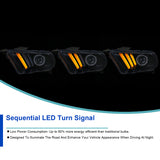 Coolstuffguru Compatible with Ford Mustang Glossy Black Smoke Projector Headlights+LED Bar Sequential