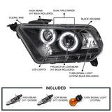 Coolstuffguru Compatible with Ford Mustang Black Led Dual Halo Projector Head Lights