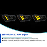 Coolstuffguru Compatible with 2010-2014 Ford Mustang Black Clear Projector Headlights+LED Bar Sequential