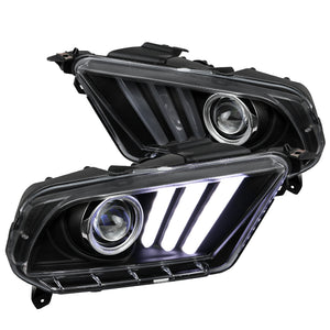 Coolstuffguru Compatible with 2010-2014 Ford Mustang Black Clear Projector Headlights+LED Bar Sequential