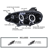 Coolstuffguru Compatible with Mazda Miata Se Ls Glossy Black Housing Smoked Lens Halo Proj Headlights