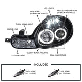Coolstuffguru Compatible with Dodge Neon Plymouth Es Acr Rt Glossy Black Halo Led Projector Headlights