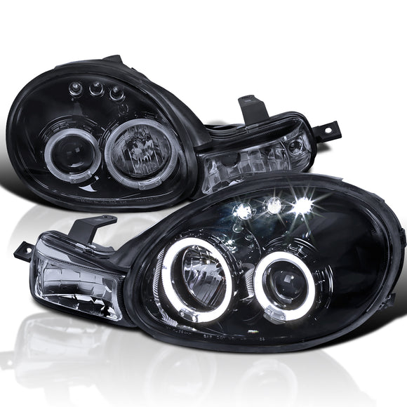 Coolstuffguru Compatible with Dodge Neon Plymouth Es Acr Rt Glossy Black Halo Led Projector Headlights