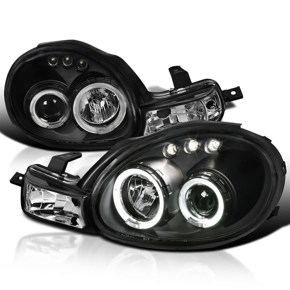 Coolstuffguru Compatible with Dodge Plymouth Neon Black Dual Halo Led Projector Headlights Parking Lights 1Pc